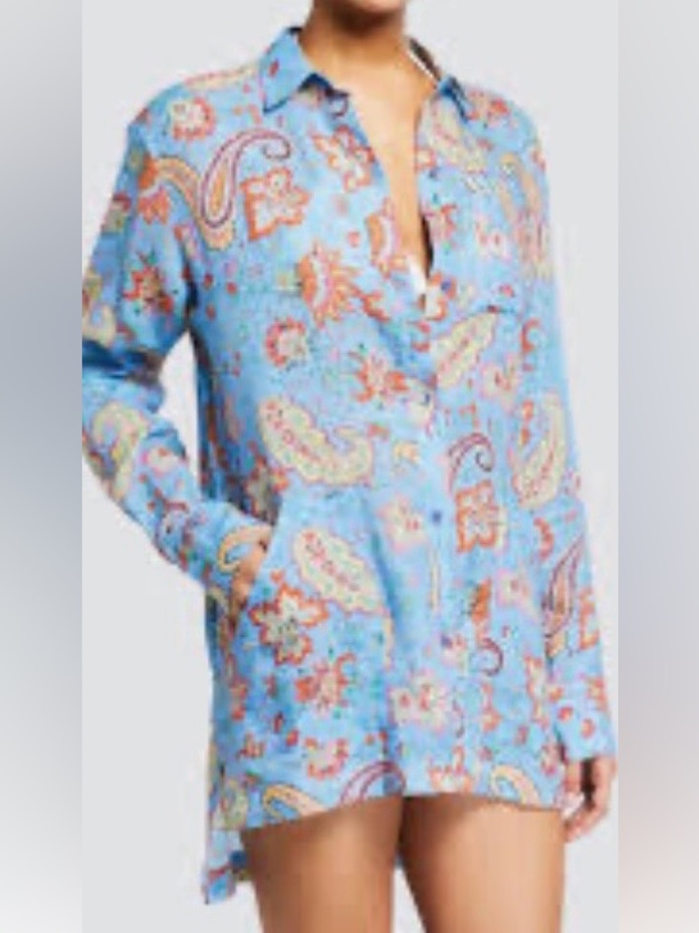Etro Blue Paisley Button-Down Shirt